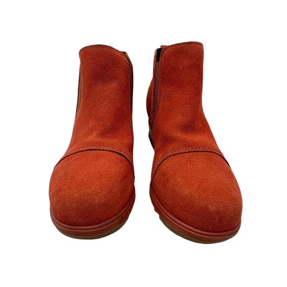 Sorel Evie Booties Boots Pull-On Wedge Heel  Waterproof Suede Red Size US 8 - Picture 2 of 13